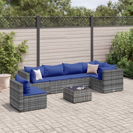 Set de muebles de jardín 7 pzas y cojines ratán sintético gris de , Conjuntos de jardín - Ref: Foro24-3308183, Precio: 472,90...