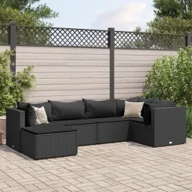 Set muebles de jardín 6 piezas y cojines ratán sintético negro de , Conjuntos de jardín - Ref: Foro24-3308211, Precio: 445,73...