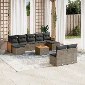 Set de sofás de jardín 10 pzas con cojines ratán sintético gris en Conjuntos de jardín | Comprar online en Foru.es