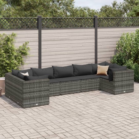 Set de muebles de jardín 7 pzas y cojines ratán sintético gris de , Conjuntos de jardín - Ref: Foro24-3308258, Precio: 477,64...