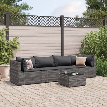 Set de muebles de jardín 5 pzas y cojines ratán sintético gris de , Conjuntos de jardín - Ref: Foro24-3308010, Precio: 337,26...
