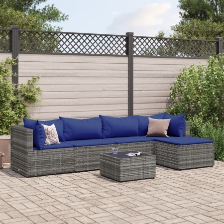 Set de muebles de jardín 6 pzas y cojines ratán sintético gris de , Conjuntos de jardín - Ref: Foro24-3308071, Precio: 388,82...