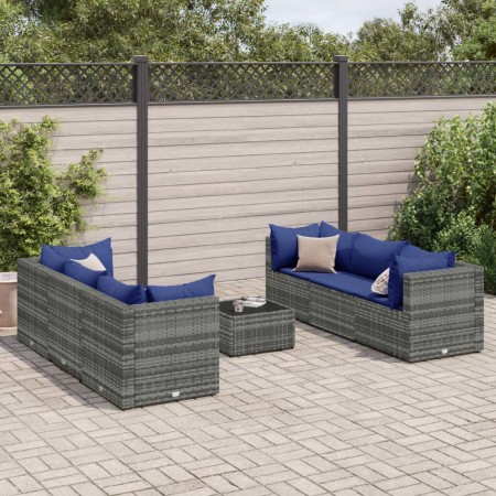Set de muebles de jardín 7 pzas y cojines ratán sintético gris de , Conjuntos de jardín - Ref: Foro24-3308031, Precio: 495,07...