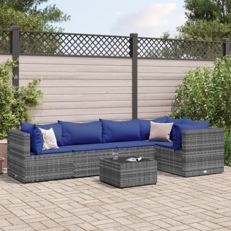 Set de muebles de jardín 6 pzas y cojines ratán sintético gris de , Conjuntos de jardín - Ref: Foro24-3308103, Precio: 394,42...