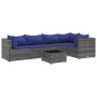 Set de muebles de jardín 6 pzas y cojines ratán sintético gris de , Conjuntos de jardín - Ref: Foro24-3308103, Precio: 394,42...