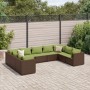 Set muebles de jardín 9 piezas y cojines ratán sintético marrón de , Conjuntos de jardín - Ref: Foro24-3308270, Precio: 706,3...