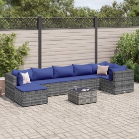 Set de muebles de jardín 8 pzas y cojines ratán sintético gris de , Conjuntos de jardín - Ref: Foro24-3308239, Precio: 514,43...