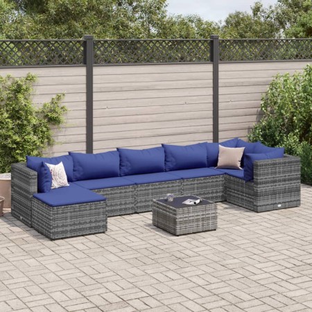Set de muebles de jardín 8 pzas y cojines ratán sintético gris de , Conjuntos de jardín - Ref: Foro24-3308239, Precio: 514,43...