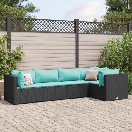 Set de muebles de jardín 5 pzas y cojines ratán sintético negro de , Conjuntos de jardín - Ref: Foro24-3308092, Precio: 367,4...