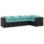 Set de muebles de jardín 5 pzas y cojines ratán sintético negro de , Conjuntos de jardín - Ref: Foro24-3308092, Precio: 367,4...