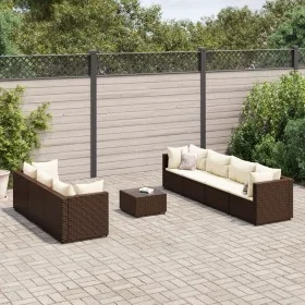 Set sofás de jardín 8 piezas y cojines ratán sintético marrón de , Conjuntos de jardín - Ref: Foro24-3308033, Precio: 542,61 ...