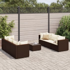 Set muebles de jardín 7 piezas y cojines ratán sintético marrón de , Conjuntos de jardín - Ref: Foro24-3308025, Precio: 478,1...
