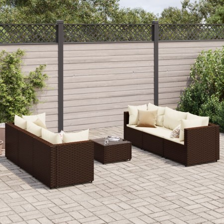 Set muebles de jardín 7 piezas y cojines ratán sintético marrón de , Conjuntos de jardín - Ref: Foro24-3308025, Precio: 478,1...