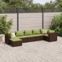 Set muebles de jardín 7 piezas y cojines ratán sintético marrón de , Conjuntos de jardín - Ref: Foro24-3308230, Precio: 509,3...
