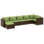 Set muebles de jardín 7 piezas y cojines ratán sintético marrón de , Conjuntos de jardín - Ref: Foro24-3308230, Precio: 509,3...