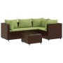 Set muebles de jardín 5 piezas y cojines ratán sintético marrón de , Conjuntos de jardín - Ref: Foro24-3308086, Precio: 373,2...