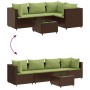 Set muebles de jardín 5 piezas y cojines ratán sintético marrón de , Conjuntos de jardín - Ref: Foro24-3308086, Precio: 373,2...