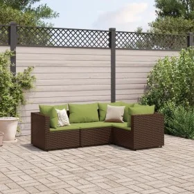 Set muebles de jardín 4 piezas y cojines ratán sintético marrón de , Conjuntos de jardín - Ref: Foro24-3308078, Precio: 306,6...