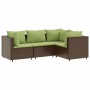 Set muebles de jardín 4 piezas y cojines ratán sintético marrón de , Conjuntos de jardín - Ref: Foro24-3308078, Precio: 321,4...