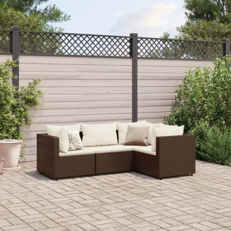 Set muebles de jardín 4 piezas y cojines ratán sintético marrón de , Conjuntos de jardín - Ref: Foro24-3308073, Precio: 319,2...