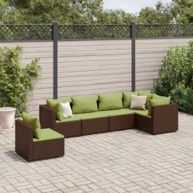 Set muebles de jardín 6 piezas y cojines ratán sintético marrón de , Conjuntos de jardín - Ref: Foro24-3308174, Precio: 455,1...