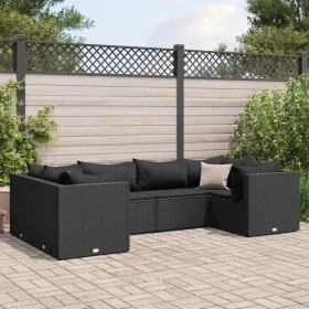 Set muebles de jardín 6 piezas y cojines ratán sintético negro de , Conjuntos de jardín - Ref: Foro24-3308251, Precio: 521,09...