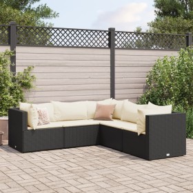 Set de muebles de jardín 5 pzas y cojines ratán sintético negro de , Conjuntos de jardín - Ref: Foro24-3308120, Precio: 432,0...