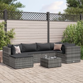 Set de muebles de jardín 7 pzas y cojines ratán sintético gris de , Conjuntos de jardín - Ref: Foro24-3308218, Precio: 467,06...