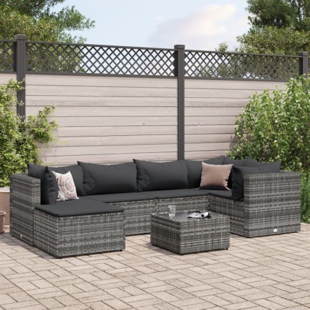 Set de muebles de jardín 7 pzas y cojines ratán sintético gris de , Conjuntos de jardín - Ref: Foro24-3308218, Precio: 467,06...