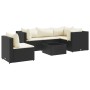 Set muebles de jardín 6 piezas y cojines ratán sintético negro de , Conjuntos de jardín - Ref: Foro24-3308160, Precio: 454,09...