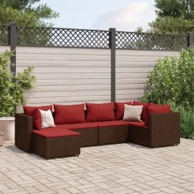 Set muebles de jardín 6 piezas y cojines ratán sintético marrón de , Conjuntos de jardín - Ref: Foro24-3308213, Precio: 427,8...
