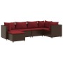 Set muebles de jardín 6 piezas y cojines ratán sintético marrón de , Conjuntos de jardín - Ref: Foro24-3308213, Precio: 450,1...