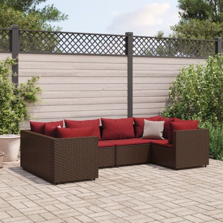Set muebles de jardín 6 piezas y cojines ratán sintético marrón de , Conjuntos de jardín - Ref: Foro24-3308253, Precio: 493,4...