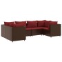Set muebles de jardín 6 piezas y cojines ratán sintético marrón de , Conjuntos de jardín - Ref: Foro24-3308253, Precio: 493,4...