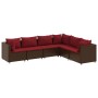 Set muebles de jardín 6 piezas y cojines ratán sintético marrón de , Conjuntos de jardín - Ref: Foro24-3308141, Precio: 505,6...