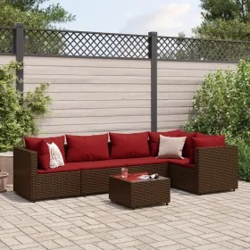 Set muebles de jardín 6 piezas y cojines ratán sintético marrón by , Garden sets - Ref: Foro24-3308101, Price: 409,13 €, Disc...