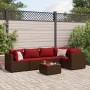 Set muebles de jardín 6 piezas y cojines ratán sintético marrón de , Conjuntos de jardín - Ref: Foro24-3308101, Precio: 414,8...