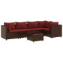 Set muebles de jardín 6 piezas y cojines ratán sintético marrón de , Conjuntos de jardín - Ref: Foro24-3308101, Precio: 414,8...
