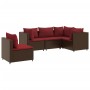 Set muebles de jardín 5 piezas y cojines ratán sintético marrón de , Conjuntos de jardín - Ref: Foro24-3308157, Precio: 410,2...