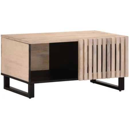 Mesa de centro de madera maciza de mango blanca 80x51x40 cm de , Mesas de centro - Ref: Foro24-377459, Precio: 76,28 €, Descu...
