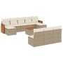 Set de sofás de jardín 11pzas con cojines ratán sintético beige en Conjuntos de jardín | Comprar online en Foru.es