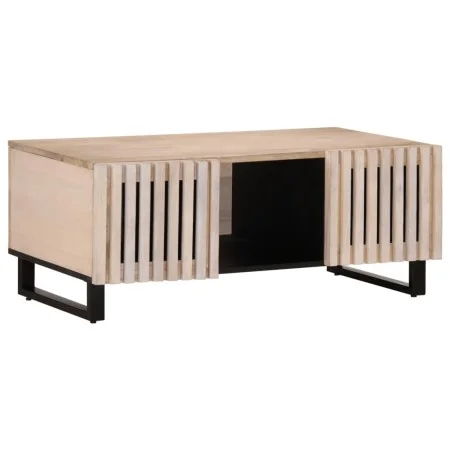 Mesa de centro de madera maciza mango blanco 100x55x40 cm de , Mesas de centro - Ref: Foro24-377499, Precio: 100,26 €, Descue...