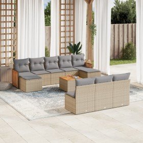 Set de sofás de jardín 11pzas con cojines ratán sintético beige en Conjuntos de jardín | Comprar online en Foru.es