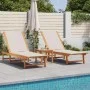 Tumbonas 2 uds con mesa madera maciza acacia y textileno gris de , Tumbonas - Ref: Foro24-3279253, Precio: 352,34 €, Descuent...