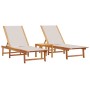 Tumbonas 2 uds con mesa madera maciza acacia y textileno gris de , Tumbonas - Ref: Foro24-3279253, Precio: 345,89 €, Descuent...