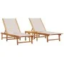 Tumbonas 2 uds con mesa madera maciza acacia y textileno gris de , Tumbonas - Ref: Foro24-3279253, Precio: 352,34 €, Descuent...