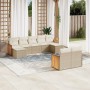 Set de sofás de jardín 9 pzas con cojines ratán sintético beige en Conjuntos de jardín | Comprar online en Foru.es