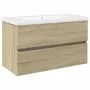 Set de mueble de baño 2 piezas cerámica y madera de ingeniería de , Tocadores de baño - Ref: Foro24-3307659, Precio: 200,17 €...