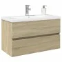 Set de mueble de baño 2 piezas cerámica y madera de ingeniería de , Tocadores de baño - Ref: Foro24-3307659, Precio: 200,17 €...