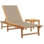 Tumbona con mesa madera maciza de acacia y textileno taupe by , Loungers - Ref: Foro24-4008419, Price: 191,28 €, Discount: %
